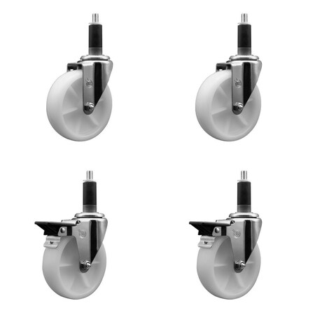 Service Caster 5'' Nylon Wheel Swivel 1-1/8'' Expanding Stem Caster Set 2 Brakes, 4PK SCC-EX20S514-NYS-2-PLB-2-118